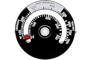 MIVAIUN Thermomètre de Poêle Magnétique Thermomètre de Tuyau de Poêle à Feu pour Le Compteur de Température Accessoires de cheminée pour Tuyau de Cheminée en Bois Rond Four (Noir)