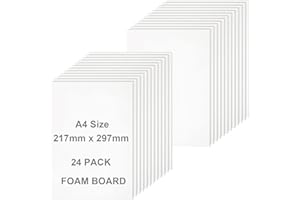 ‎ASELECTED ASelected 24 Stück Schaumstoffplatte A4 Weiß, Foam Board Dicke 5 mm (300MM×210MM)