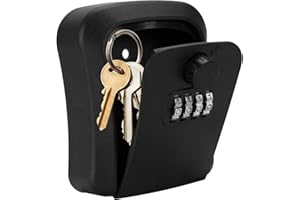 Welsberg Key Box, Key Safe, Key Locker with 4-digit number code for outside and inside, Key Cabinet, Combination Lock, Wall Mounted Key Lock Box, black