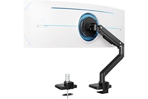 PUTORSEN Support d'écran pour écran Plat et incurvé de 17 à 49 Pouces, Robuste à Ressort à gaz, réglable en Hauteur avec Inclinaison, capacité de Charge Accrue de 2 à 20 kg,VESA 75/100 mm