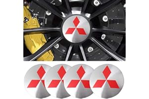 fibhyrtingy 4pcs 2.22Inch Car Logo Wheel Center Cap Sticker Wheel Emblem Badge Logo Stickers ABS Material Compatible with Lancer Outlander Eclipse Mirage (fit Mit Silver-Red)