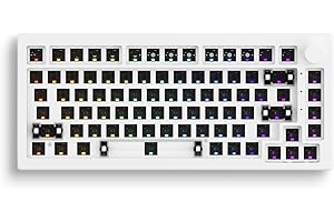 Akko 5075S Mechanical Keyboard Kit Gasket Mount 75% Wired Gaming DIY Kit Hot Swappable VIA Programmable Knob with South-Facing RGB Backlight for Win/Mac (US Layout, White)