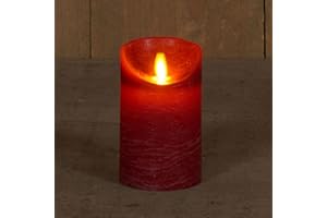COEN BAKKER LED Echtwachskerze realistische Kerze viele Farben mit Timer flackender Docht Wachskerze Kerzen Batterie, Farbe:Weinrot, Größe:12.5 cm