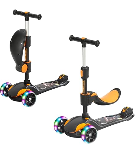 Kinderkraft RAKET Patinete LED De 3 Ruedas Para Niños De 1 A 50 Kg - Manillar Ajustable Y Plegable - Luces RGB En Plataforma - Seguro Y Moderno