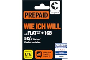 congstar Prepaid wie ich Will SIM-Karte ohne Vertrag I Prepaid-Guthaben Wunschmix in D-Netz-Qualität I frei wählen 1-15 GB & 9 Ct. pro Min/SMS – Flat I alle 4 Wochen neu Mixen I 10 EUR Startguthaben