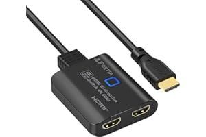 HDMI Switch 4K 60Hz con Cable HDMI Fijo de 60cm, PORTTA Bi-bidireccional HDMI Splitter 1 in 2 out, HDMI conmutador 2 en 1 Salida, HDMI 2.0 Switcher Compatible con HDCP 2.2 HDR10 3D para Xbox PS4 HDTV