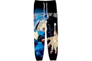 XSLGOGO Unisexe Anime Jujutsu Kaisen Pantalons Itadori Yuji Pantalons de survêtement Gojo Satoru Graphiques Taille élastique Sarouel avec Cordon de Serrage