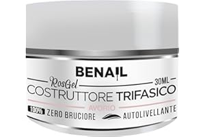 BENAIL Gel ricostruzione unghie coprente, eleastico e non crea sollevamenti. Gel costruttore per unghie trifasico non brucia in lampada per ricostruzione unghie con cartine o dual tip (Avorio)