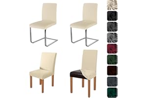 ‎JABEICK jabeick Elastische Stuhlhussen 4er Set Stuhlbezug Stretch Hussen für Esszimmer Abnehmbarer Waschbarer Stuhlbezüge Stühle Schutz für Küche Restaurant Hotel Bankett Hochzeit (Beige)