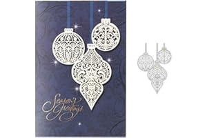 2HCN Cutting Dies Metal Embossing Stencil for Scrapbooking DIY Album Paper Card Art Craft Decor - Christmas Leaf Vine and Baubles