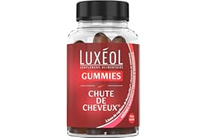LUXÉOL - Gummies Chute Cheveux - Complément Alimentaire - Aide À Prévenir La Chute - Arômes Naturels Orange & Mandarine - Sans Sucres - Fabriqué En France - Programme 1 Mois - 60 Gummies