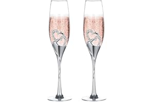 NUPTIO Verres à Champagne Argent Mariage: Ensemble de 2 Toasts Verres D'anniversaire Fête Cadeaux Idee Femme Cristal Champagne Flûtes