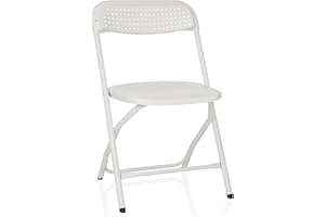 HJH Office Sedia Pieghevole TUDELA XXL PRO W, Bianca, Moderno, Pieghevole, Portatile, 250 kg, Plastica, Ideale per Pranzo, Esterno, Pieghevole, Leggero, Risparmio di Spazio