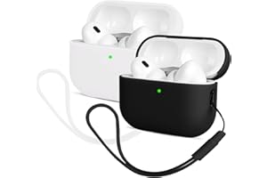2X Compatible with AirPods Pro 2 Case (2022), Mocarheri Protective Silicone Case for AirPods Pro 2nd, Ultra-Thin,Soft Skin Front LED Visible Silicone Case (White/Black)