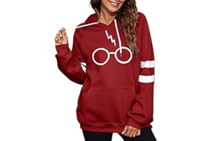 Yuson Girl Felpa Donna con Cappuccio Pullover Felpa con Stampa a Maniche Lunghe Felpe con Cappuccio Autunno Occhiali Harry Potter Cappotto Sportivo Giacca Casual