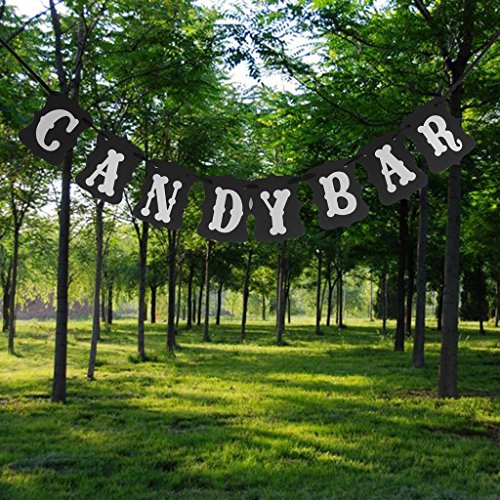 Newin Star 1pc Candy Bar décorations de fête Bunting bannières 3m noir