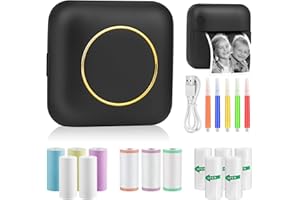 GuKKK Portable Photo Printer, Mini Wireless Instant Photo Printer, Wireless Thermal Printer BT Mobile Printer, Printer for Photos Label List, for Photo, Receipt, Memo