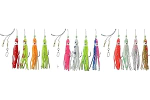 BLNTACKLE76 Set 3 Meeresvorfächer von Dega by Jenzi Gummi Octopus 4 Arme Leuchtend Tintenfisch Norwegen fertig montiert Länge 115cm, Schnurstärke 0,70/0,60mm, Hakengröße 3/0