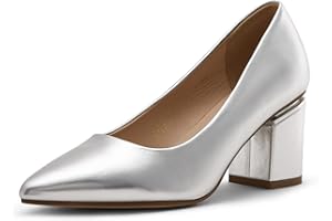 DREAM PAIRS Zapatos de Tacón Clásicos Mujer Zapatillas de Punta Afilada con Tacón Ancho Zapatos de Salón PU