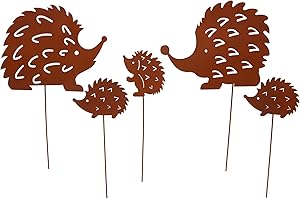 UNUS Garden - Set di 5 decorazioni da giardino, effetto ruggine, in metallo arrugginito, decorazione per giardino, terrazza, balcone, vaso da fiori