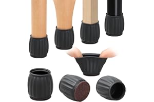 Ezprotekt 32P Stuhlbeinabdeckungen kleine Stuhlbein-Bodenschutz, 20-26mm Schutzkappen Für Stuhlbeine mit Filz, Filzunterseite, Silikon-Stuhlbeinkappen zum Schutz von Hartholz vor Kratzern und Lärm