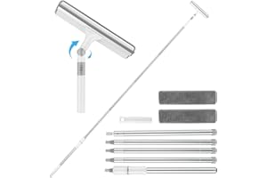 Aiglam Limpiacristales, Telescópico Limpiador de Ventana 99 '' con Cabezal Giratorio Herramientas de Limpieza de Vidrio para Ventana Alta Interior/Exterior