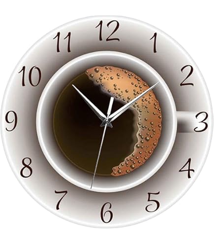 Wanduhr Aus Glas 30x30cm Uhr Als Glasbild Küche Cappuccino Coffee Deko