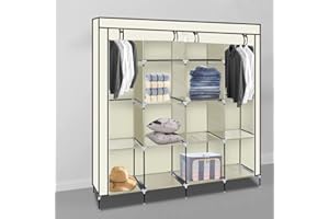 Alightup Armoire Chambre Armoire de Rangement Dressing Chambre Penderie Tissu Garde Robe Portable pour Chambre D'adulte Beige 4 Couches 12 Cubes