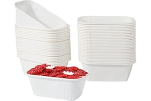 Jogoico 50 Pezzi Mini Stampi in Carta Monouso, Mini Pirofila di Carta usa e Getta, Teglia da Forno Rettangolare in Carta per Mini Plumcake, Pane, Pagnotta, Torte, Muffin (Bianco)