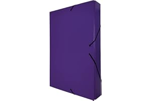 Raylu Paper – Carpeta de Proyectos Mate de tamaño A4 con lomo de 5 cm, carpeta de cartón resistente y cierre con gomas para proyectos escolares u oficina, Archivador tamaño 34 x 24 cm (Violeta)