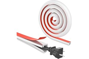 REFLYING Mini Canalizzazione per Cavi, Passacavo in PVC Morbido, Correttore a Cavo sulla parete, Nastro Autoadesivo Copricavo per Proteggere un filo sul Pavimento, Bianco, 15mm×10mm – 1 Metro