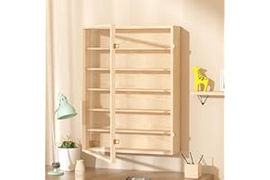 CHZIMADE 6-Tier Wall Display Cabinets Shelf Unit Cabinet Case Shelves 50x67cm Home Office Ornaments