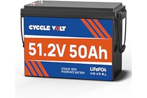 Batería LiFePO4 48V 50AH, CYCCLEVOLT Mini tamaño batería de Litio 48V，MAX 2560W de Potencia y BMS Inteligente, 8000+ ciclos, Solar, Camper, inversor，Autocaravana