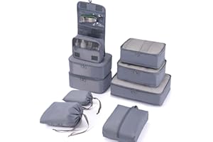 Meowoo Kostki do pakowania walizek, wodoodporny organizer na bagaż, torby do przechowywania, niezbędnik podróżny, torba z organizerami na kable, 9 szt