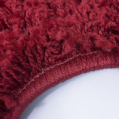 Hochflor Shaggy Rund Teppich Carpet Wohnzimmer vers. Farben & Größen Neu, Farbe:Rot, Größe:80 cm Rund - 3