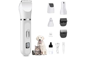 Lovcoyo Dog Clippers, Safe Low Noise Dog Grooming Kit, Rechargeable Cordless Quiet Dog Grooming Clippers for Cats and Other Pets, Dog Clippers - White