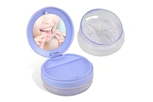 DIDATOOL Caja Ortodoncia, Estuche para Dentaduras Electroplateado con Espejo, Ferula Dental Compatible con Brackets Transparentes, Organiza y Protege tus Suministros Orales(Morado)