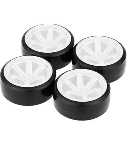 Roues Voiture Rc Lot 4 Pneus Drift RC 1:10 - Blanc/Orange Pour HPI KYOSHO Tamiya Voiture De Drift