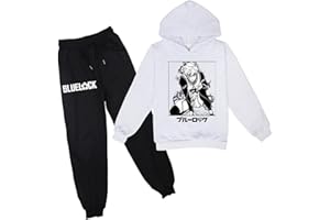 acsewater Enfants Anime Blue Lock Hoodie Pantalon Survêtements Isagi Yoichi Sweat À Manches Longues Taille Élastique Pantalon De Jogging 2 pcs/Ensemble