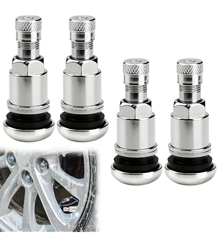 Set De 4 Válvulas Metálicas Para Llanta Sin Cámara – 11,3 Mm, Universal Para Coche, Moto, Bici Y Camión, Incluye Tapones Y Tuercas