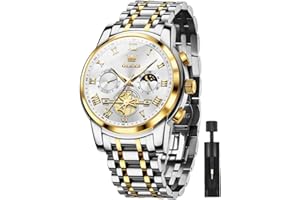OLEVS Men Watch Chronograph Stainless Steel Quartz Business Dress Luminous Waterproof Multi-Function Men Wrist Watch
