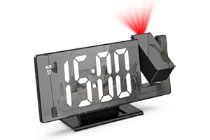 Ankilo Projektionswecker, Wecker Digitaler, LED-Uhr, elektronische Tischuhr, Reisewecker, einstellbare Helligkeit, 12/24H Anzeige, Digitaluhr für Haus, Schlafzimmer, Büro, Kinder, Ältere