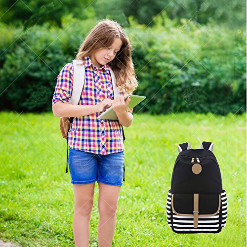 SymbolLife Rucksack damen Teenager Gro   Schulrucksack Casual Daypack Reisetasche mit M  ppchen f  r Universit  t Outdoor Freizeit 35 X 45 X 17 cm  Sc