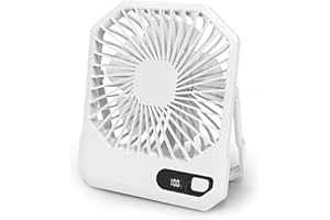 Sadodo Rechargeable USB Desk Fan,Camping Outdoor Portable Hanging Fan,3000MAH Battery with 4.5-10h Runtime, 3 Speeds Mini Desktop Fan,for Home Office Outdoor (White)