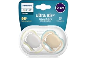 Philips Avent Smoczek Ultra Air, 2 szt. — smoczek bez bisfenolu A dla dzieci w wieku 0–6 miesięcy (model SCF085/15)