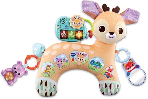 VTech - Mon Coussin d'Éveil Sensoriel, Coussin de Jeu Musical et Évolutif, Jouet d'Activité et de Développement, Piano Lumineux, Hochets, Cadeau de Naissance Bébé Dès 3 Mois - Contenu en Français
