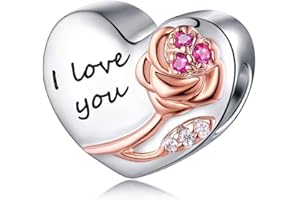 FOREVER QUEEN i love you Charms fit Bracelet 925 Sterling Silver Love Heart Rose Gold Charm Bead for Bracelet Jewellery Gift for Lover With Box