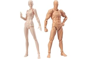 AXITWXIT Body Kun Doll, Artists Manikin Blockhead Jointed Mannequin Drawing Figures for Figure Model Male+Female Set (Skin Color)