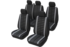 ‎TOYOUN TOYOUN Universal-Sitzbezüge für Auto, Lieferwagen, komplettes Set für 5-Sitzer, Vordersitzbezüge mit 1 + 2 Doppelsitzbezügen, für Beifahrersitzbezüge, für Kombis, Crew, Van, Kombi MPV, Grau…