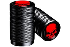 CUSTOMprivé, Bouchons valves Noir tête de Mort Skull Rouge Aluminium - Universels Pneu Moto, Trike, Quad, Scooter, Auto